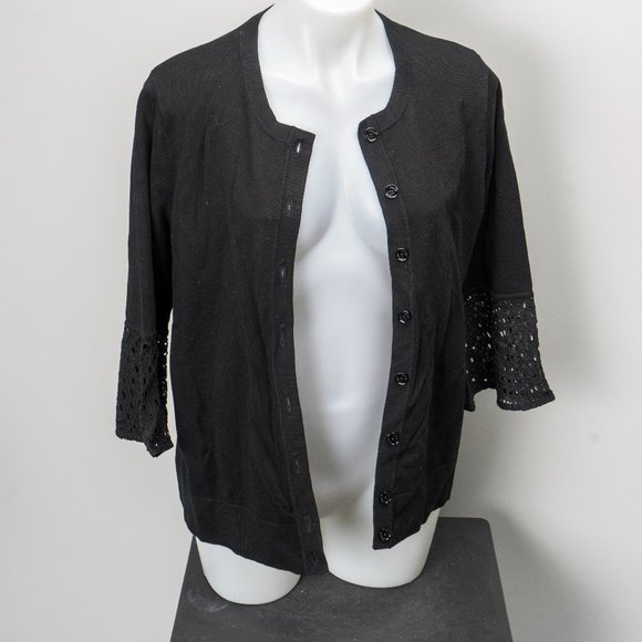 NWOT Isaac Mizrahi  lace bell sleeve cardigan  - Large - Picture 2 of 6